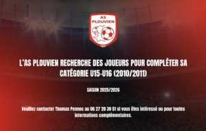 L’AS Plouvien recrute pour sa catégorie U15/U16